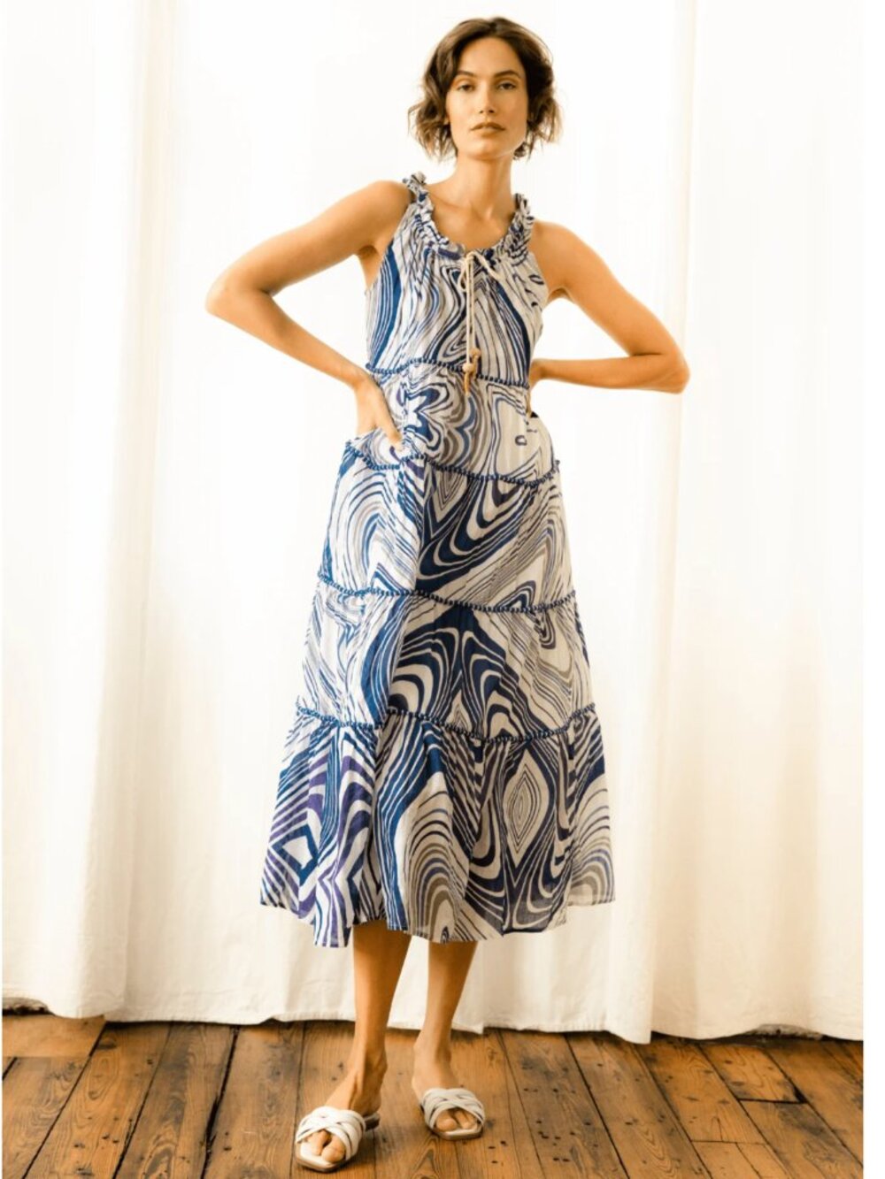 NWT Guadalupe Celeste 100% Cotton Summer Dress, Size Small